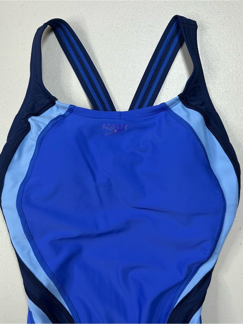 Speedo Women’s One-Piece Swimsuit Size 6 Blue Colorblock Hydro Bra Athletic Swim - Picture 3 of 8